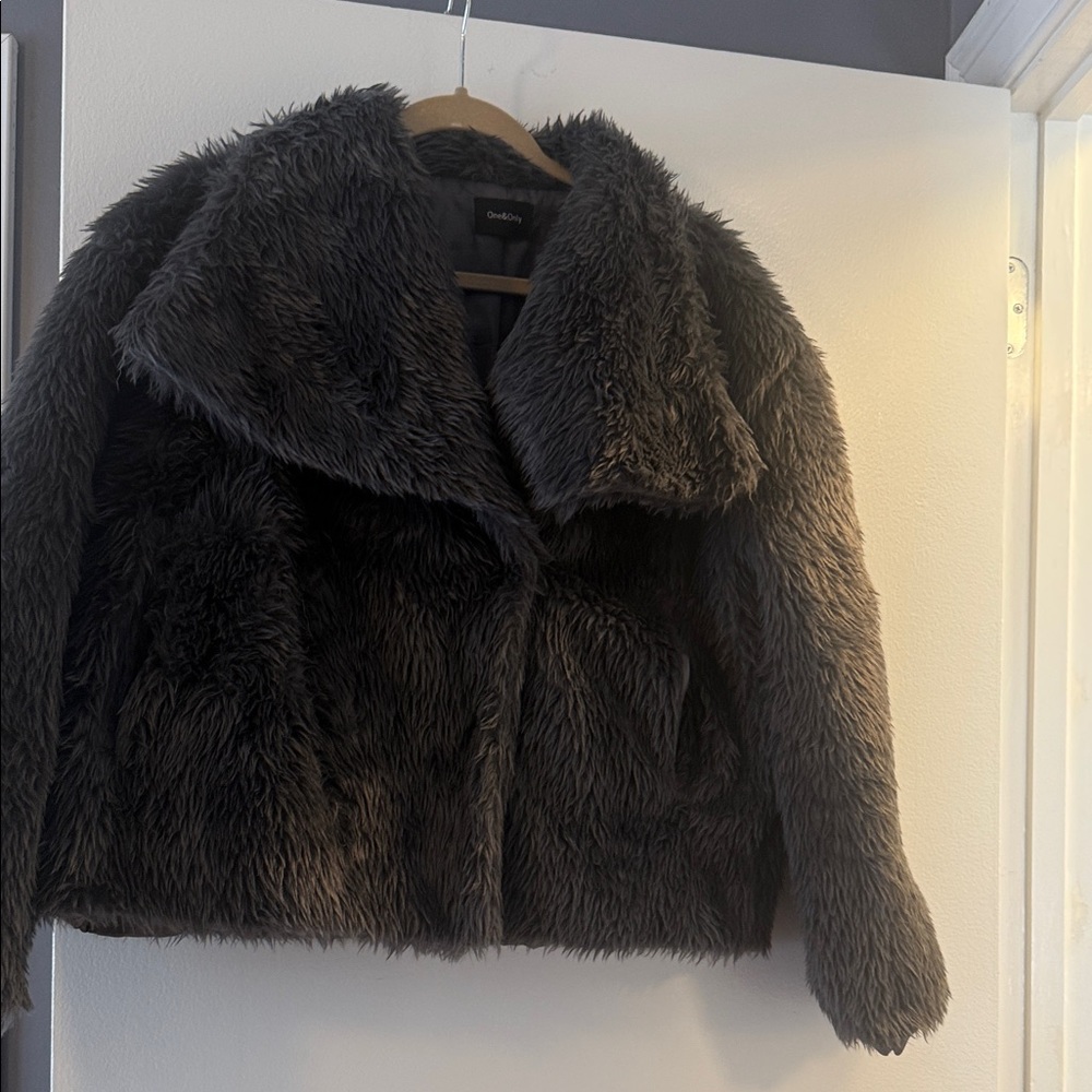 Plush Charcoal Teddy Jacket